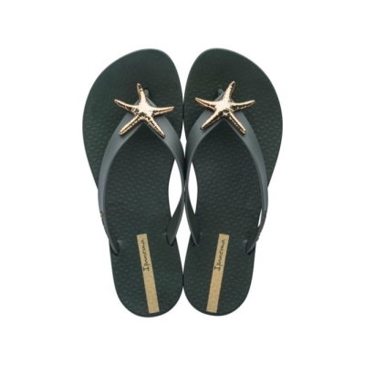 Women's Ipanema Wave Ocean Flip Flops Black | US178602BJ