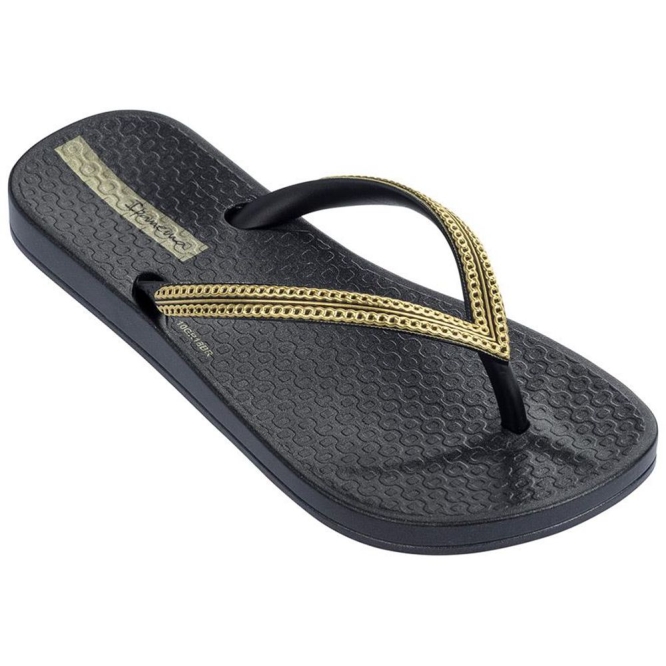 Kids\' Ipanema Ana Metallic III Flip Flops Black Gold | US851023YW