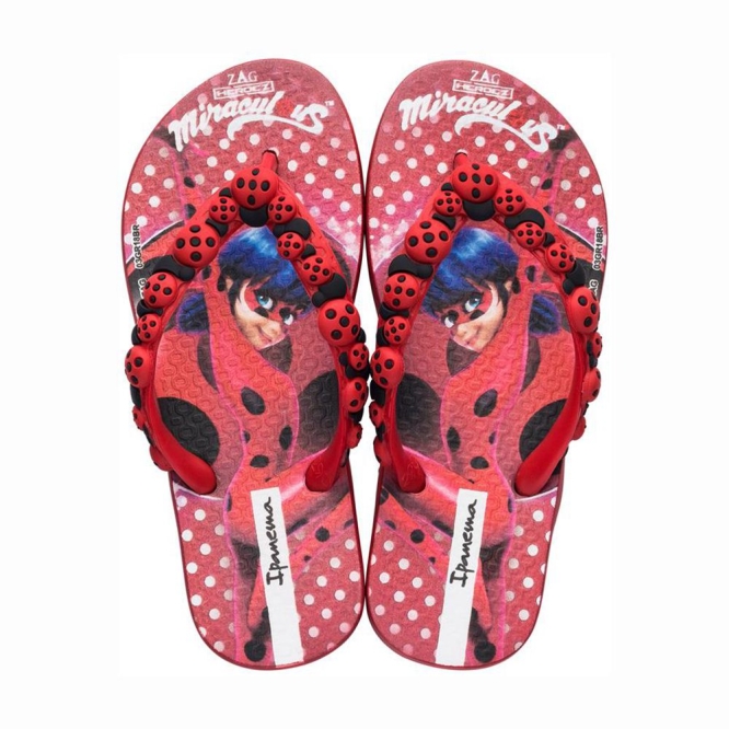 Kids\' Ipanema Ladybug Flip Flops Red Black | US129346QA