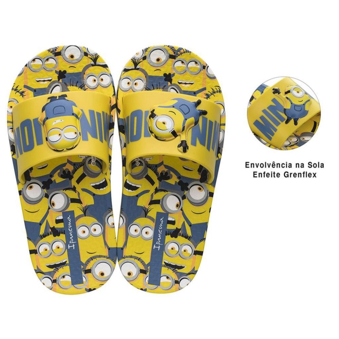 Kids\' Ipanema Minions Slides Yellow Blue | US791645JR