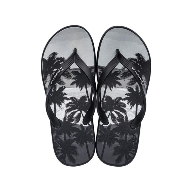 Men\'s Ipanema 10 Palm Flip Flops Black Grey | US764851TX