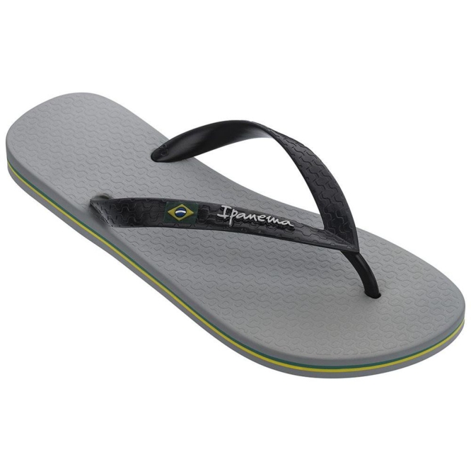 Men\'s Ipanema Brasil Classic II Ad Flip Flops Grey Black | US416803LU