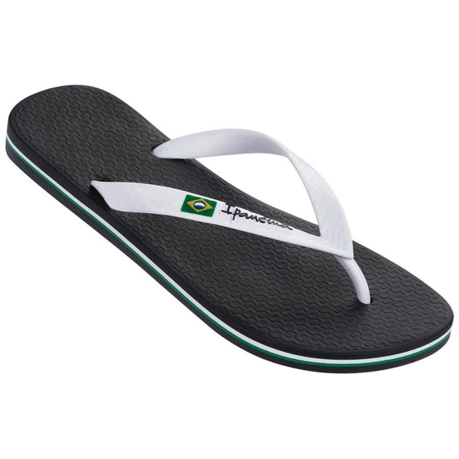 Men\'s Ipanema Classic Brazil II Flip Flops Black White | US964501GK