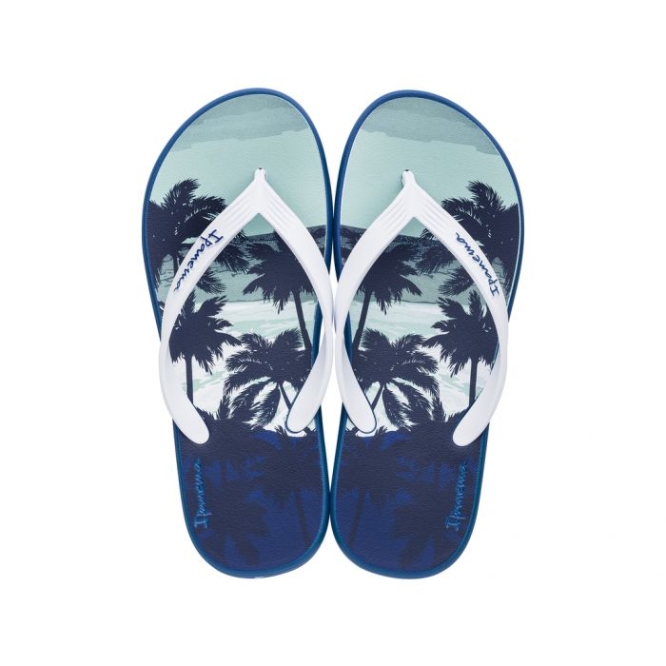 Men\'s Ipanema Posto Palm Flip Flops White | US346095TX