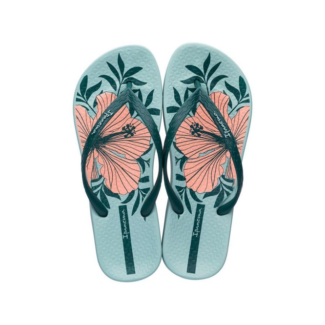 Women\'s Ipanema Ana Hibiscus Flip Flops Green | US261507GD