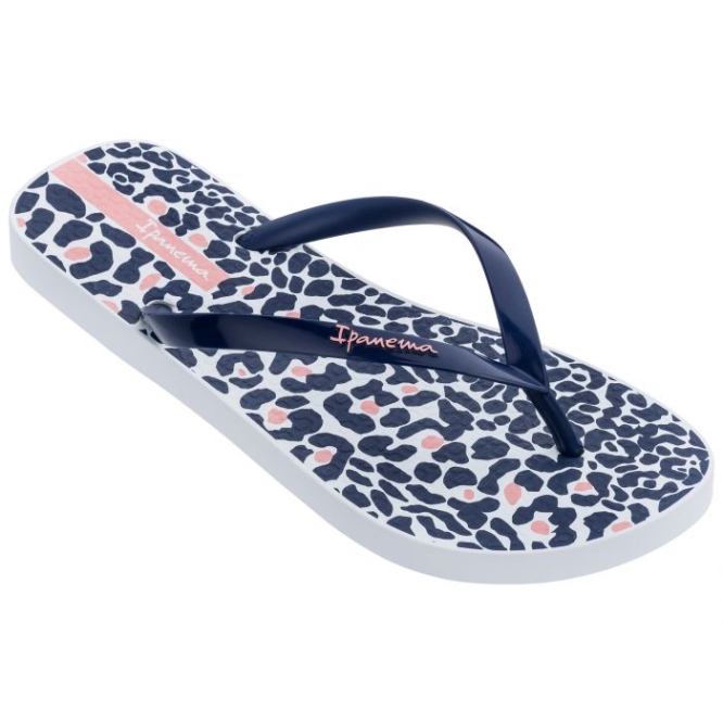 Women\'s Ipanema Animal Print Flip Flops Navy | US231587UD