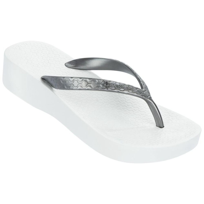 Women\'s Ipanema Brasil Tropical Plat Flip Flops White Silver | US431206TA