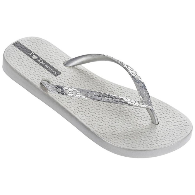 Women\'s Ipanema Glam Flip Flops White Silver | US268071XP