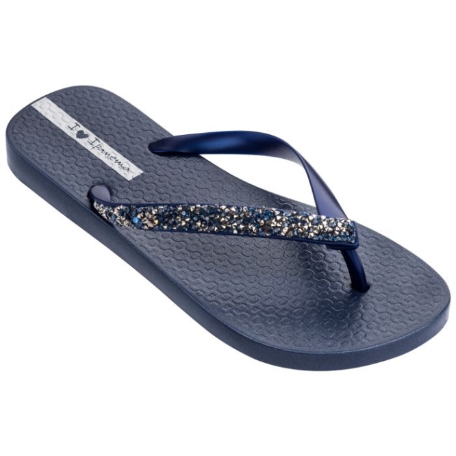 Women\'s Ipanema Glam Special Crystal Flip Flops Navy | US061852VB