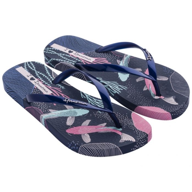 Women\'s Ipanema I Love Sun Print Flip Flops Navy | US521746RA