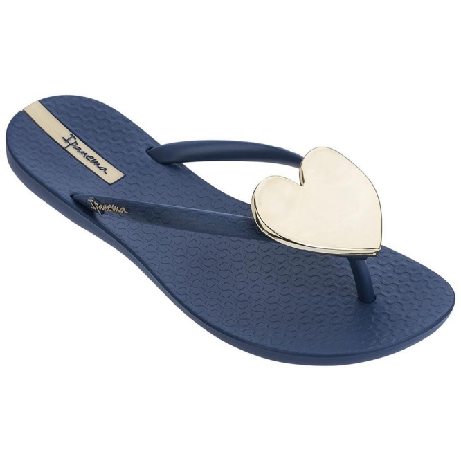 Women\'s Ipanema Maxi Fashion II Flip Flops Navy Gold | US652147NO