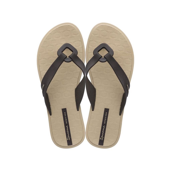 Women\'s Ipanema Nexo Flip Flops Ivory Black | US597014VD