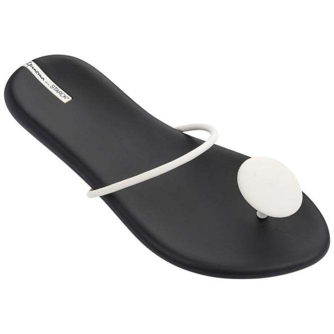 Women\'s Ipanema Philippe Starck Thing U II Flip Flops Black White | US195627OE