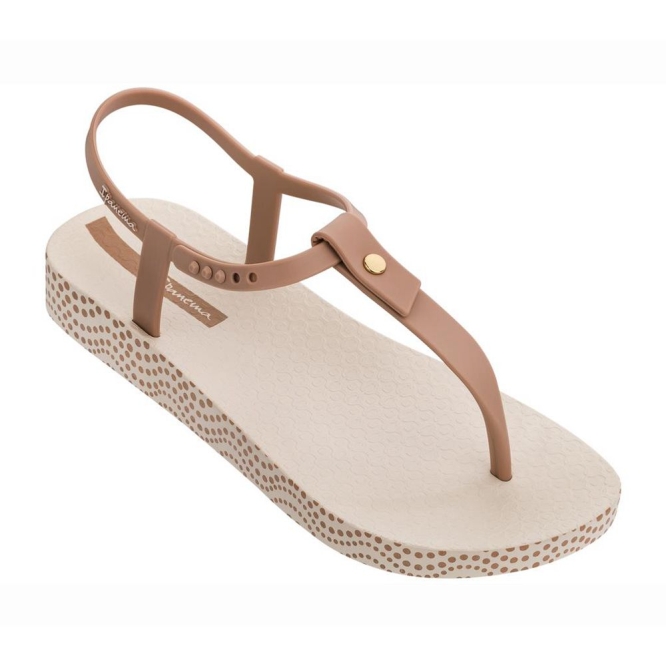 Women\'s Ipanema Plush Dots Sandals Ivory Brown | US071634VB