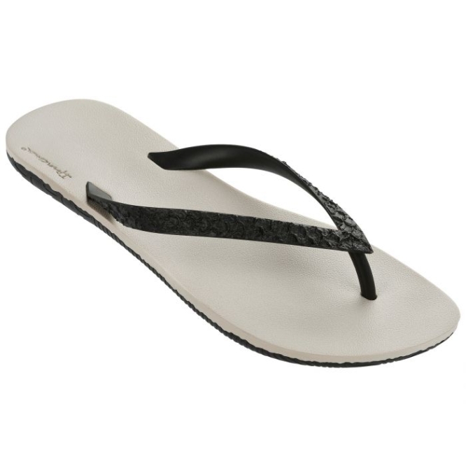 Women\'s Ipanema RJ Stone Flip Flops White Black | US673854HI