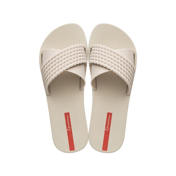 Women\'s Ipanema Street Slides Ivory | US742039KR