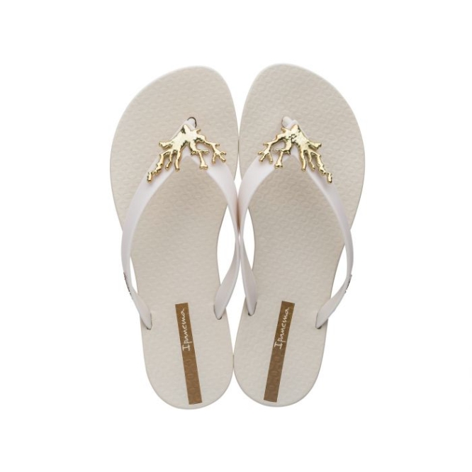 Women\'s Ipanema Wave Ocean Flip Flops Ivory | US598671TD