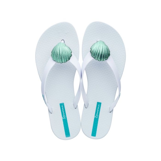 Women\'s Ipanema Wave Ocean Flip Flops White | US123764YW