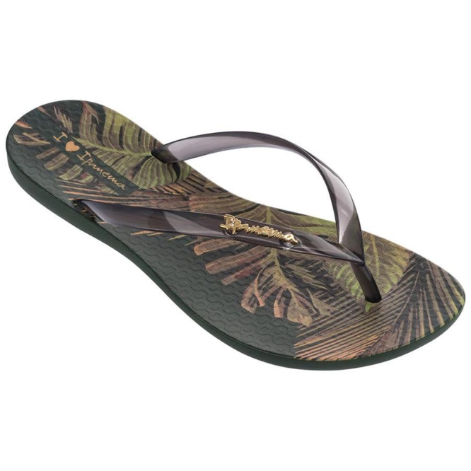 Women\'s Ipanema Wave Scenic Flip Flops Green Grey | US679325WZ